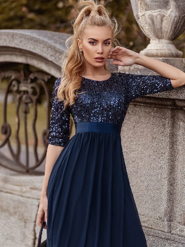 Floor-Length Sequin Evening Dress