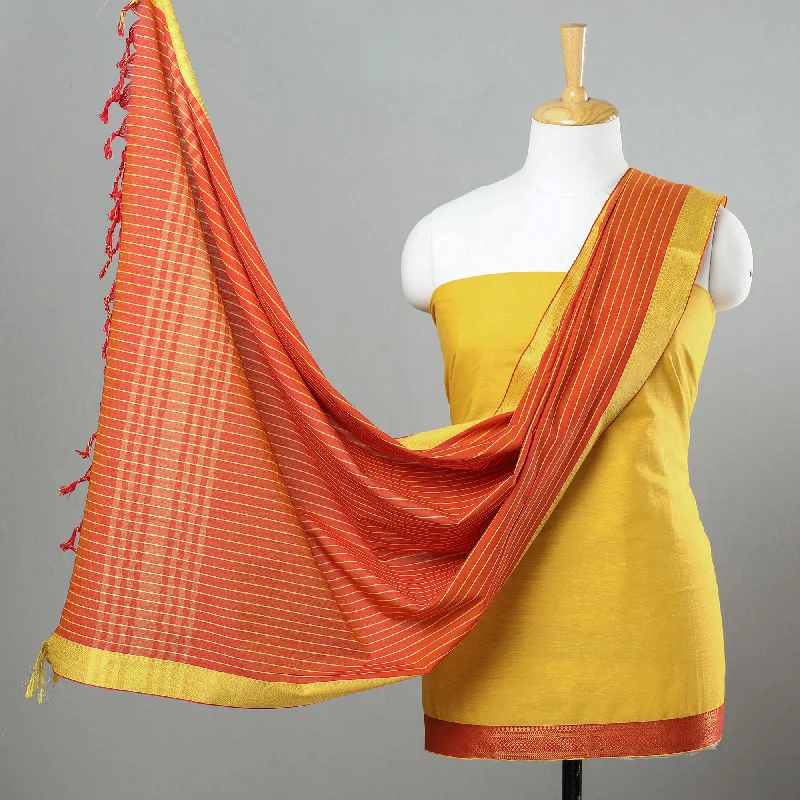 Yellow - 3pc Cotton Dharwad Dress Material 17