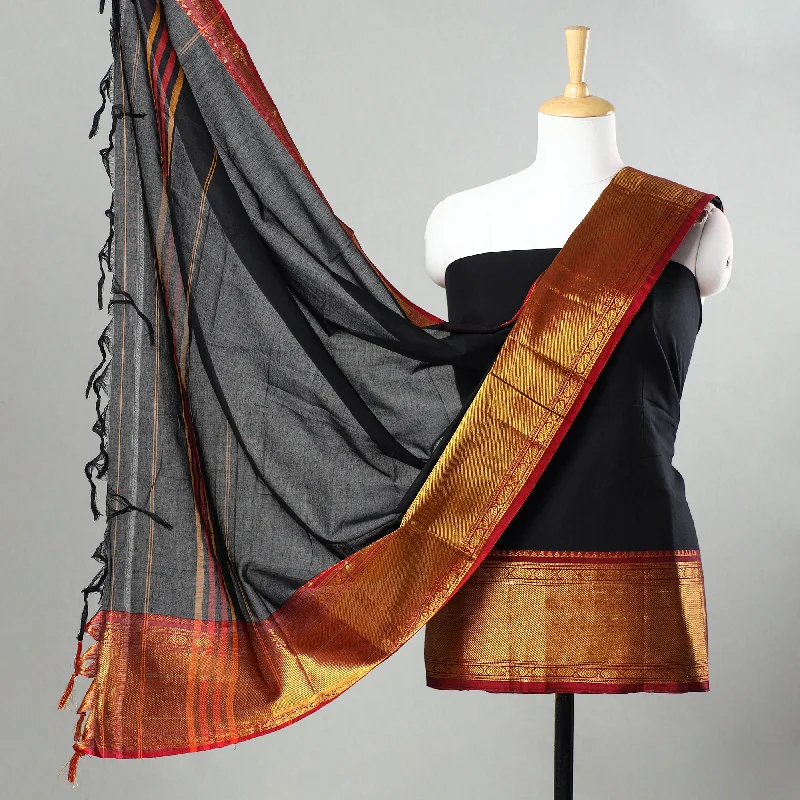 Black - 3pc Cotton Dharwad Dress Material