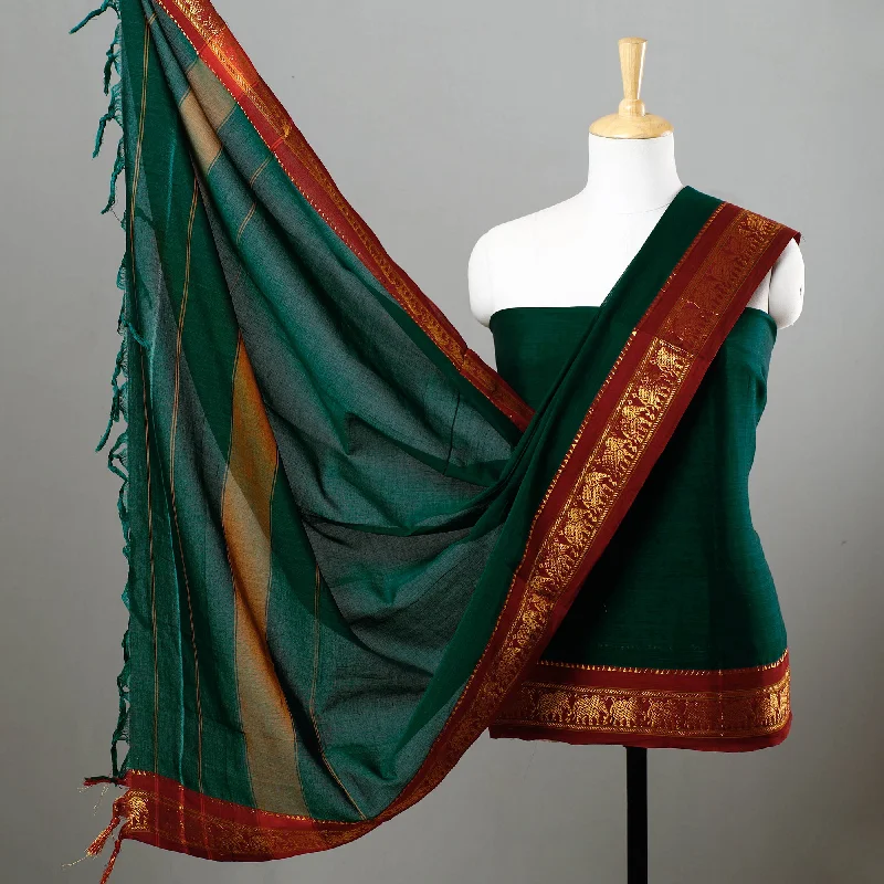 Green - 3pc Cotton Dharwad Dress Material 44