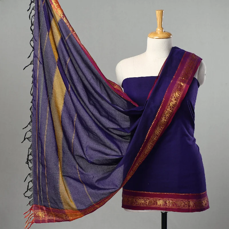 Purple - 3pc Traditional Cotton Dharwad Dress Material 06