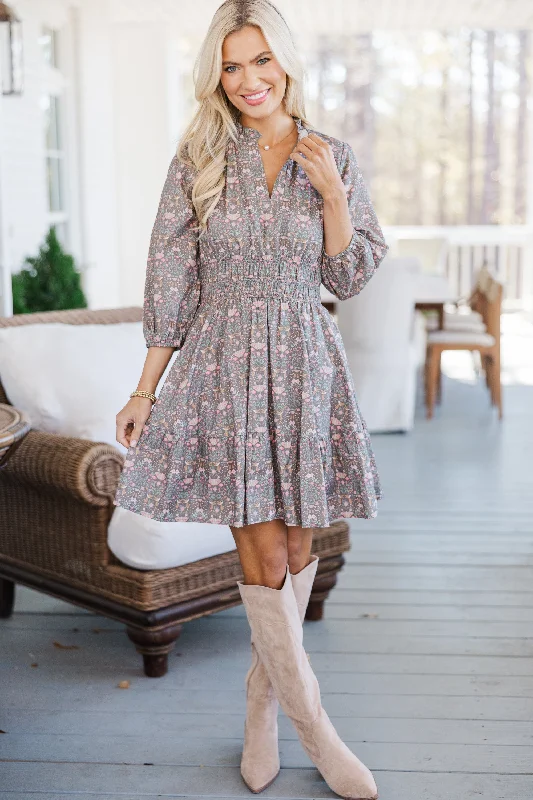 It's All Alright Brown Floral Dress