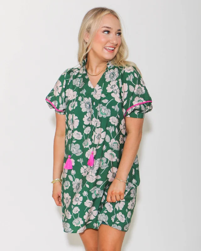 THML Flowered Green Dress
