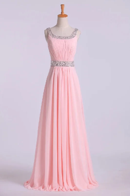 2024 Prom Dresses A-Line Floor Length Straps Chiffon
