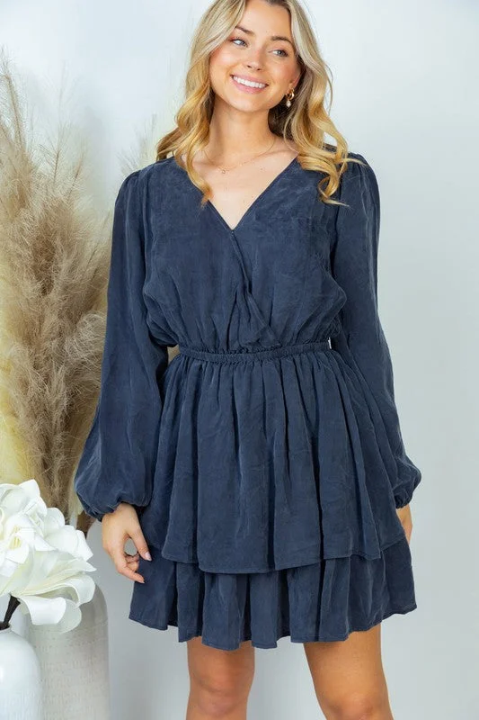 UNTAMED BEAUTY - Long Sleeve Solid Woven Dress