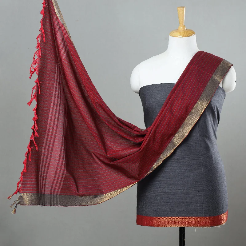 Grey - 3pc Cotton Dharwad Dress Material 15