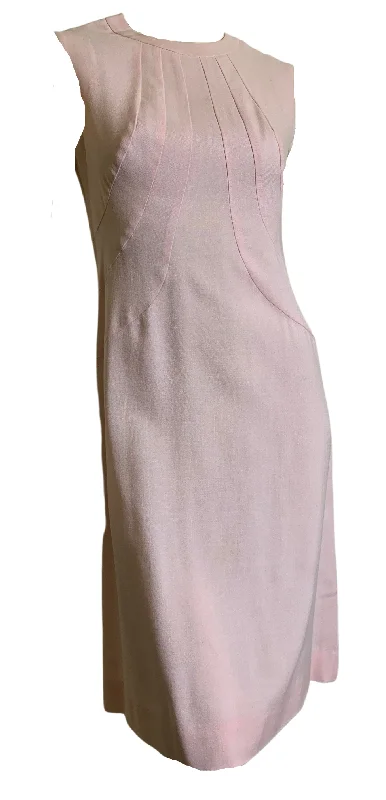 Shell Pink Seamed Sleeveless Sheath Dress circa 1960s