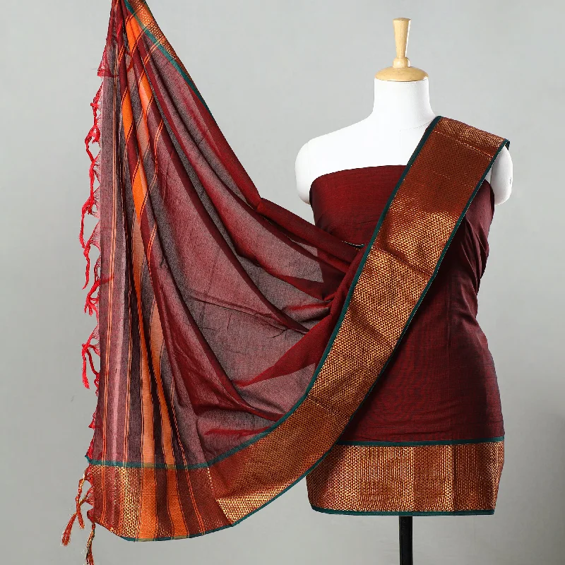 Maroon - 3pc Cotton Dharwad Dress Material 08