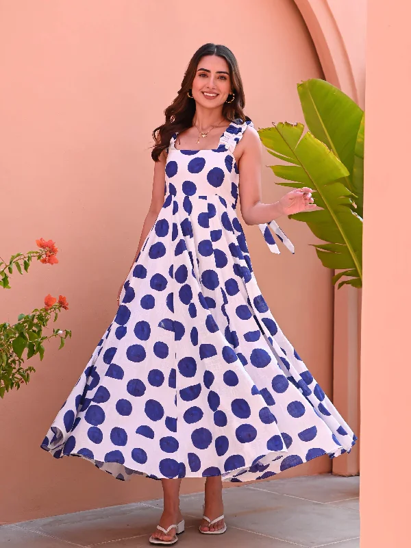 Blue White Polka Dress