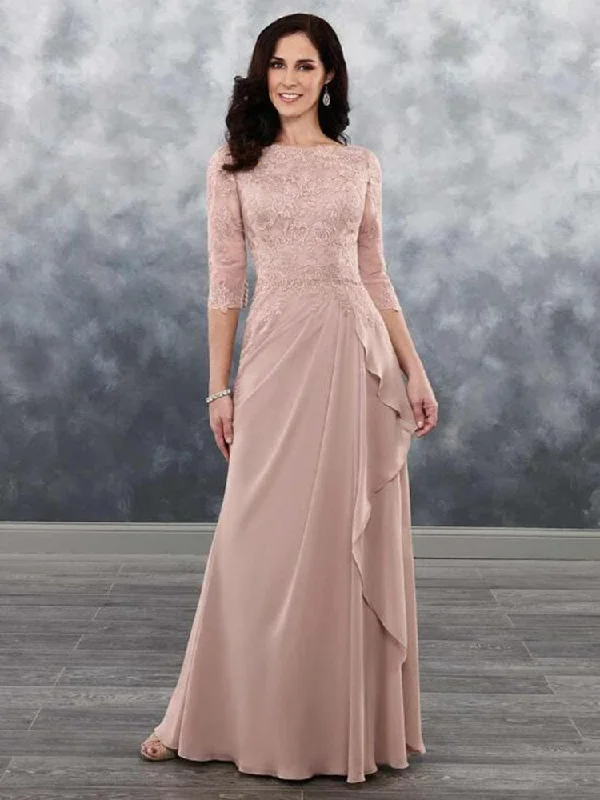 Zjkrl Charming On Sale Dusty Rose Mother of the Bride Dresses Lace 2023 Latest Wedding Party Gowns Bateau Neckline with 3/4 Sleeves