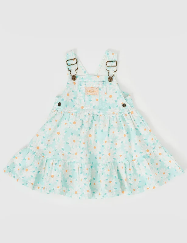 Tully Tiered Pinafore Dress Daisy Delight Lagoon