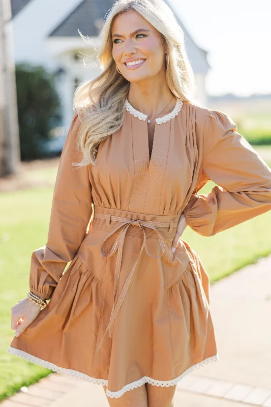 Just What You See Mocha Brown Crochet Dress