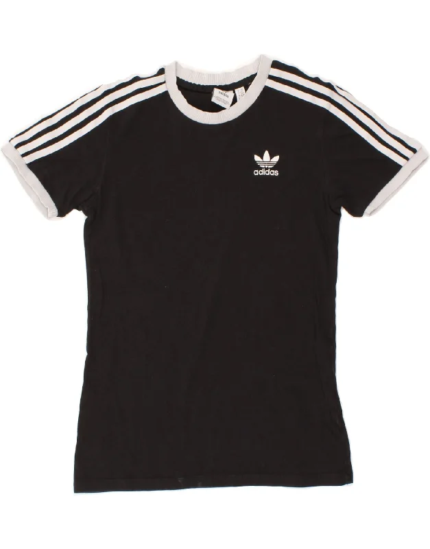 ADIDAS Womens T-Shirt Top UK 6 XS  Black Cotton Casual Formal Business