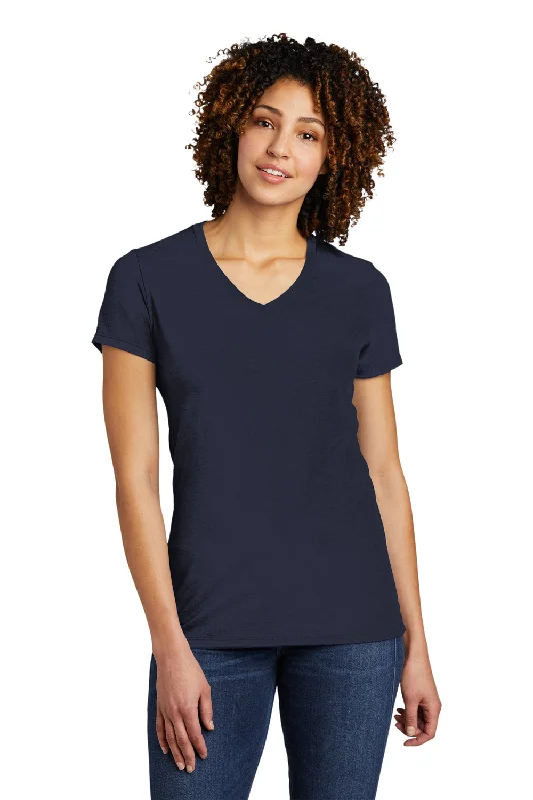 Allmade Womens Short Sleeve V-Neck T-Shirt - Night Sky Navy Blue Satin Fabric Silk Fabric Chiffon Fabric