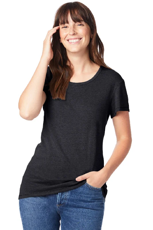 Alternative Womens Keepsake Vintage Jersey Short Sleeve Crewneck T-Shirt - Black Anti-Pilling Machine Wash Handmade