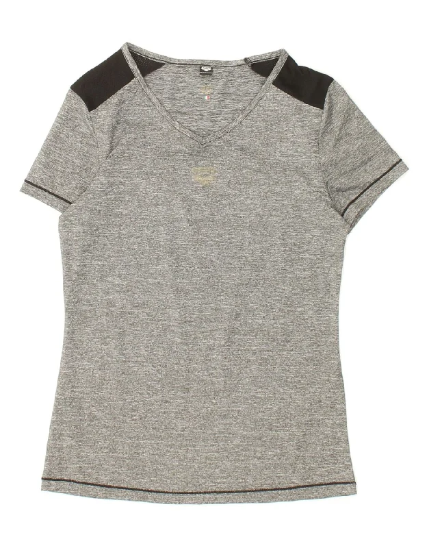 ARENA Womens T-Shirt Top UK 8 Small Grey Colourblock Polyester Satin Fabric Silk Fabric Chiffon Fabric