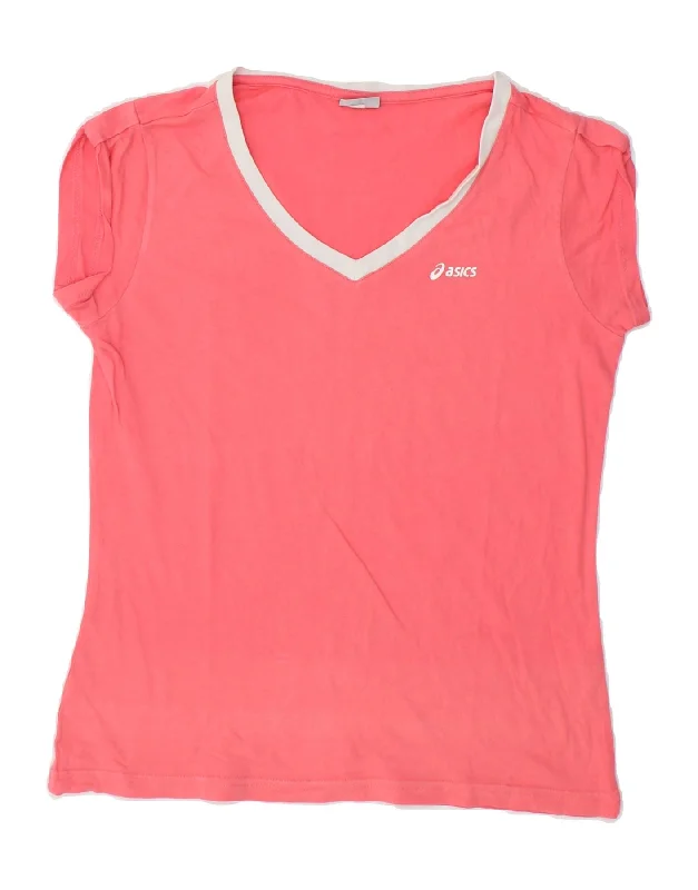 ASICS Womens T-Shirt Top UK 12 Medium Pink Casual Formal Business