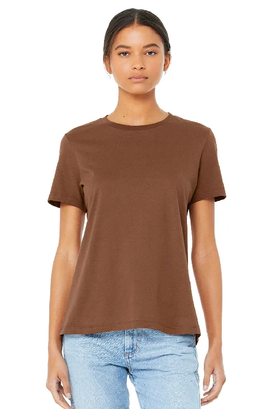 Bella + Canvas Womens Relaxed Jersey Short Sleeve Crewneck T-Shirt - Chestnut Brown Solid Print Embellished