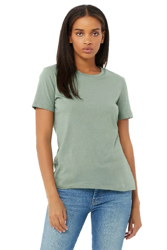 Bella + Canvas Womens CVC Short Sleeve Crewneck T-Shirt - Heather Sage Green Satin Blend Silk Blend Wool Blend