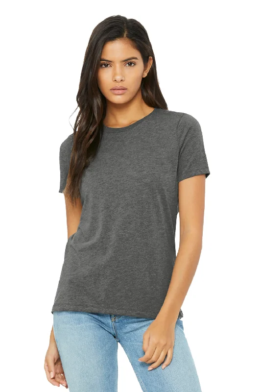 Bella + Canvas Womens Short Sleeve Crewneck T-Shirt - Grey Terry Blend Velvet Blend Canvas Blend