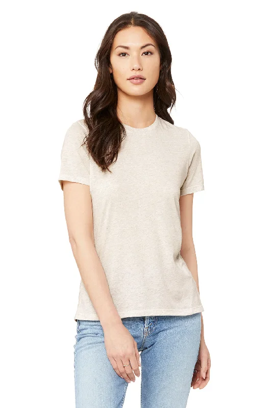 Bella + Canvas Womens Short Sleeve Crewneck T-Shirt - Oatmeal Handmade Hand-knitted Hand-woven
