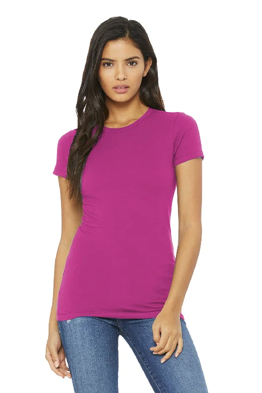 Bella + Canvas Womens The Favorite Short Sleeve Crewneck T-Shirt - Berry Pink Denim Fabric Leather Fabric Suede Fabric