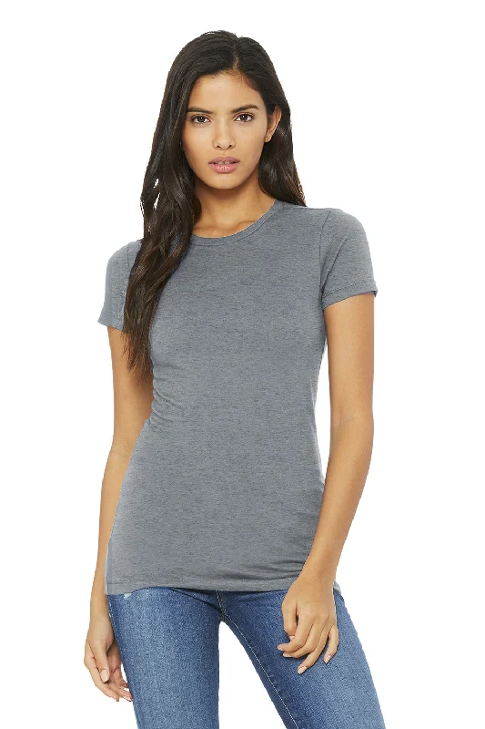 Bella + Canvas Womens The Favorite Short Sleeve Crewneck T-Shirt - Heather Grey Welt Pockets Slit Pockets Flap Pockets