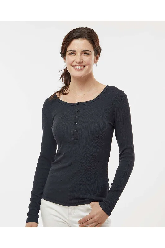 Boxercraft Womens Harper Long Sleeve Henley T-Shirt - Black Elasticated Padded Insulated