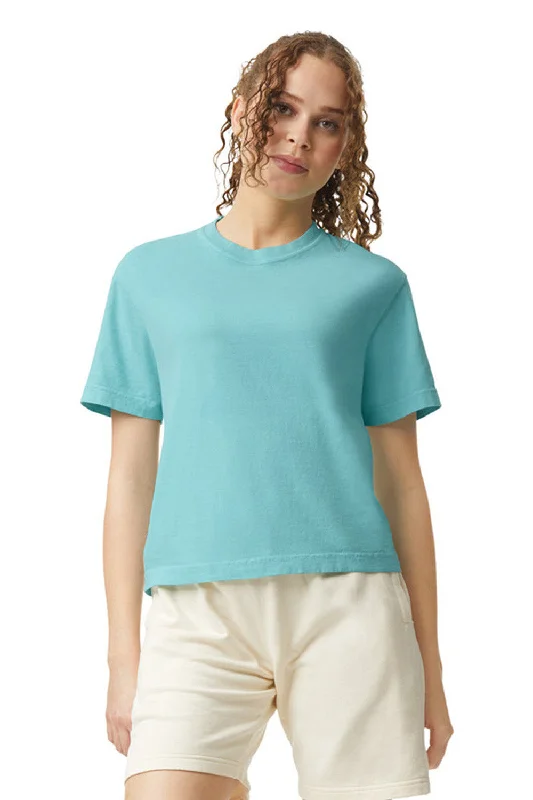 Comfort Colors Womens Short Sleeve Crewneck T-Shirt - Chalky Mint Green Mesh Fabric Canvas Fabric Denim Fabric