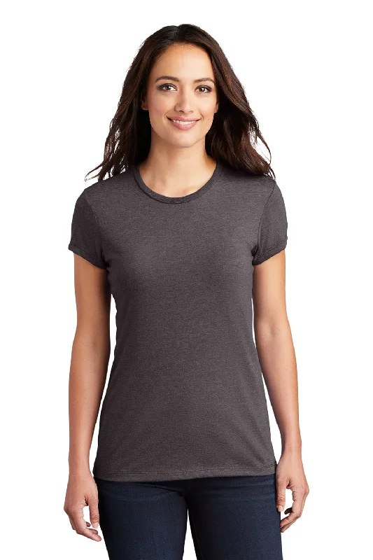 District Womens Fitted Perfect Tri Short Sleeve Crewneck T-Shirt - Heather Charcoal Grey Mesh Fabric Canvas Fabric Denim Fabric