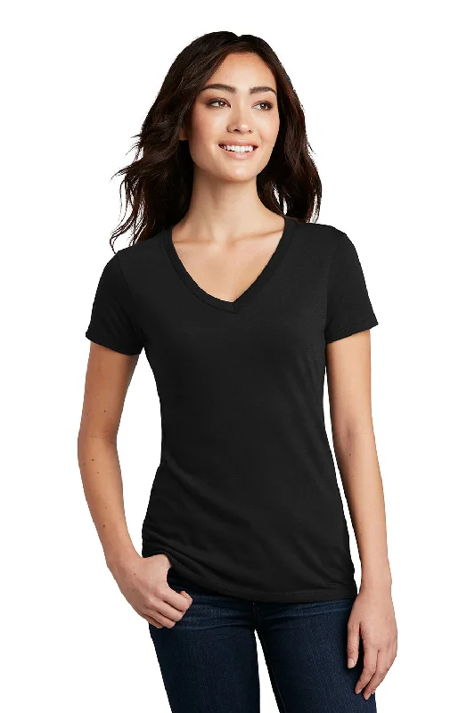 District Womens Perfect Blend Short Sleeve V-Neck T-Shirt - Black Lace Blend Ribbed Blend Corduroy Blend