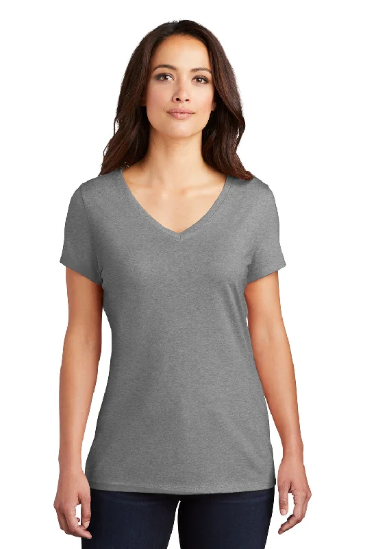 District Womens Perfect Tri Short Sleeve V-Neck T-Shirt - Grey Frost Spandex Blend Rayon Blend Denim Blend