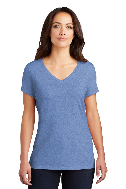 District Womens Perfect Tri Short Sleeve V-Neck T-Shirt - Maritime Blue Frost Cozy Warm Stylish