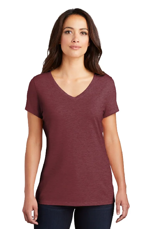 District Womens Perfect Tri Short Sleeve V-Neck T-Shirt - Maroon Frost Collared Crew Neck Turtle Neck