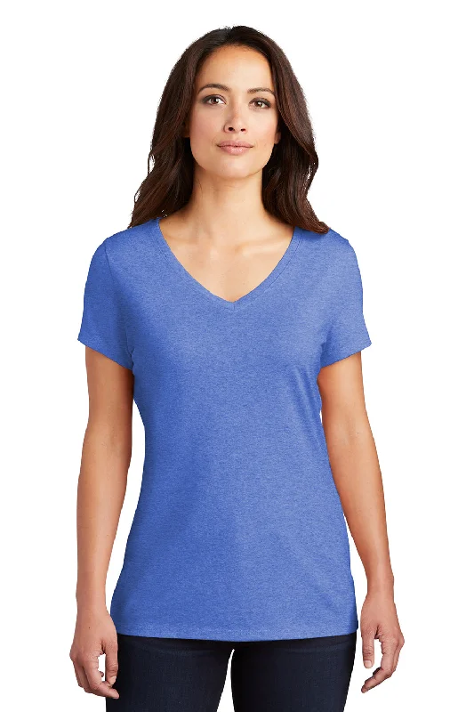 District Womens Perfect Tri Short Sleeve V-Neck T-Shirt - Royal Blue Frost Mesh Canvas Denim
