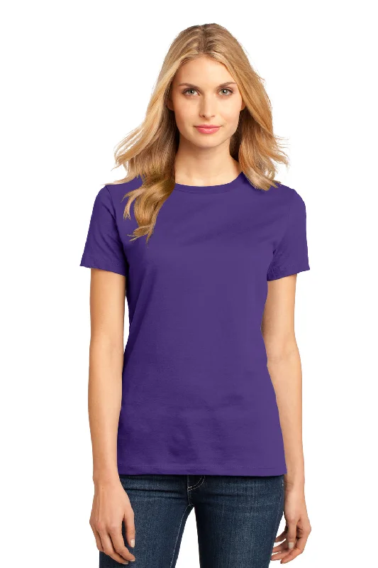 District Womens Perfect Weight Short Sleeve Crewneck T-Shirt - Purple Terry Blend Velvet Blend Canvas Blend
