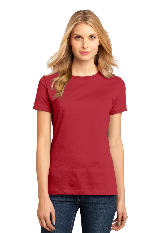 District Womens Perfect Weight Short Sleeve Crewneck T-Shirt - Classic Red Zippered Front Buttoned Front Snap Front