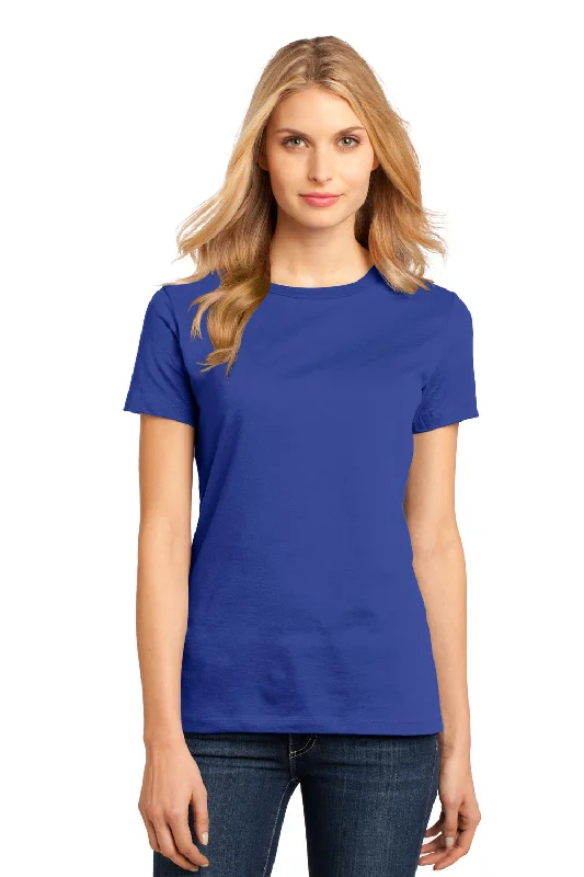 District Womens Perfect Weight Short Sleeve Crewneck T-Shirt - Deep Royal Blue Graphic T-Shirt Round Neck Polyester