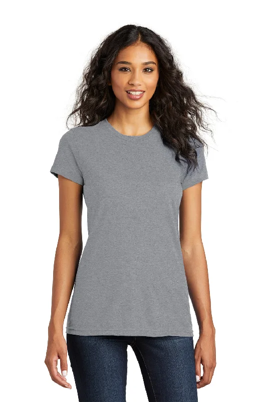 District Womens The Concert Short Sleeve Crewneck T-Shirt - Heather Grey Notch Collar Peter Pan Collar Cowl Neck
