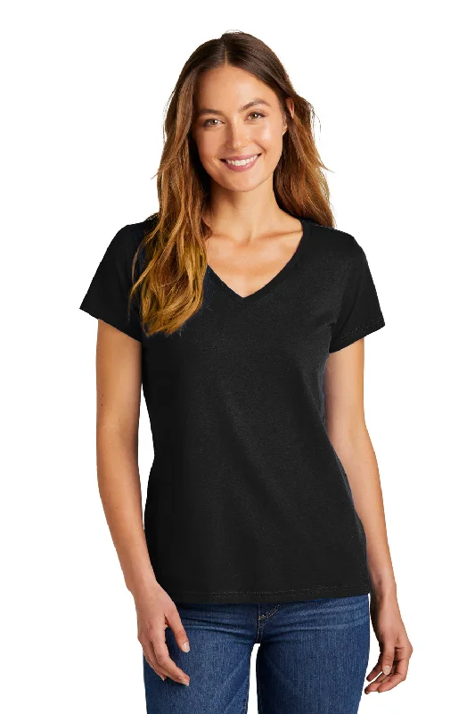 District Womens The Concert Short Sleeve V-Neck T-Shirt - Black Lace Blend Ribbed Blend Corduroy Blend