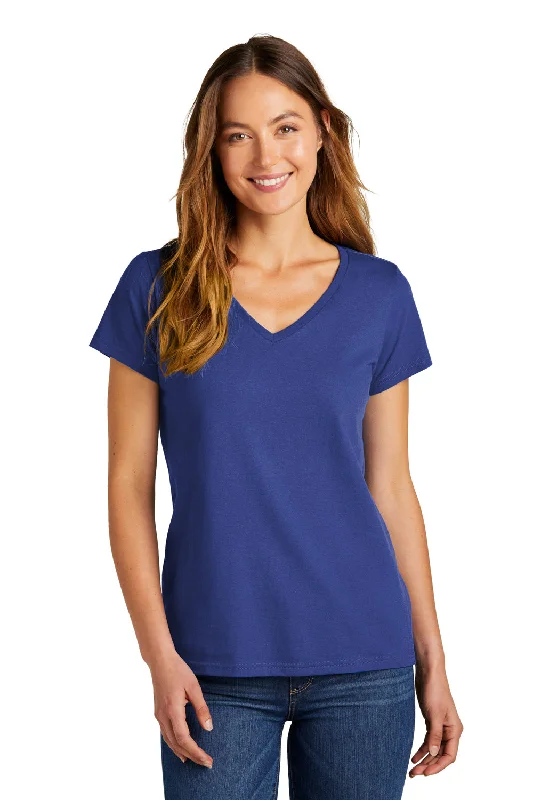 District Womens The Concert Short Sleeve V-Neck T-Shirt - Deep Royal Blue Terry Blend Velvet Blend Canvas Blend