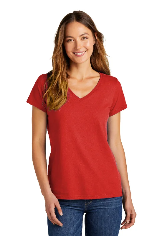 District Womens The Concert Short Sleeve V-Neck T-Shirt - New Red Cashmere Blend Cotton Blend Poly Blend