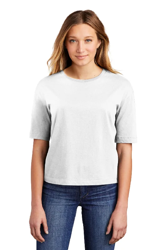 District Womens Very Important Boxy Short Sleeve Crewneck T-Shirt - White Print Jacquard Patchwork