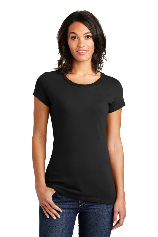 District Womens Very Important Short Sleeve Crewneck T-Shirt - Black Silk Blend Satin Velvet