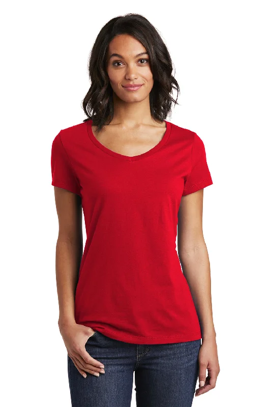District Womens Very Important Short Sleeve V-Neck T-Shirt - Classic Red Machine Wash Dry Clean Hand Wash
