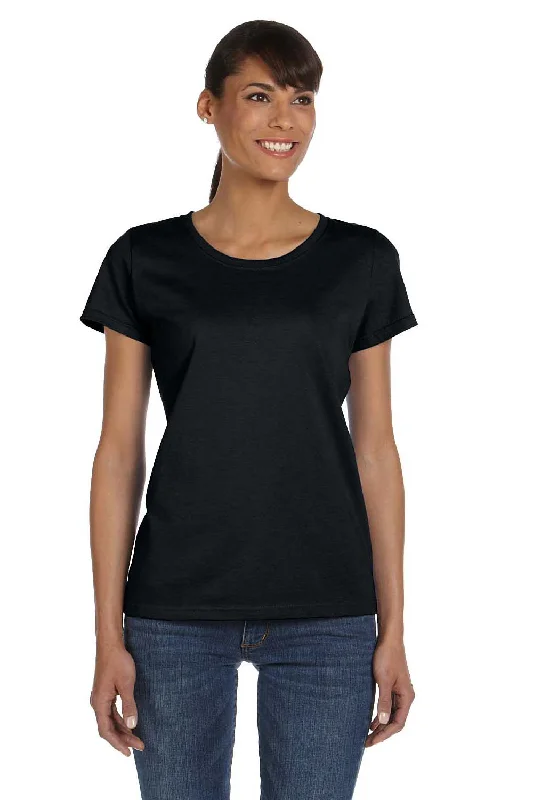 Fruit Of The Loom Womens HD Jersey Short Sleeve Crewneck T-Shirt - Black Spandex Blend Rayon Blend Denim Blend
