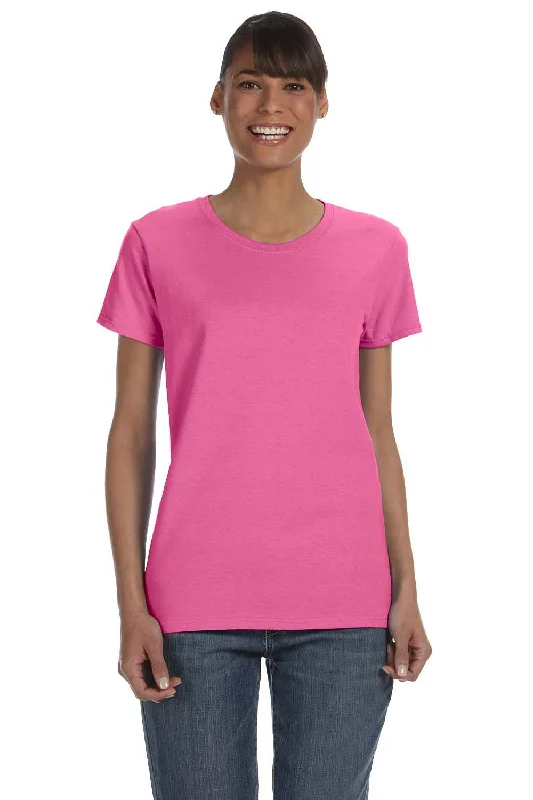 Gildan Womens Short Sleeve Crewneck T-Shirt - Azalea Pink Seamless Knitted Crochet