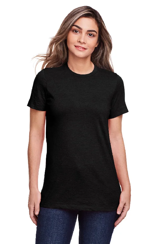 Gildan Womens Softstyle CVC Short Sleeve Crewneck T-Shirt - Pitch Black Fleece Nylon Spandex