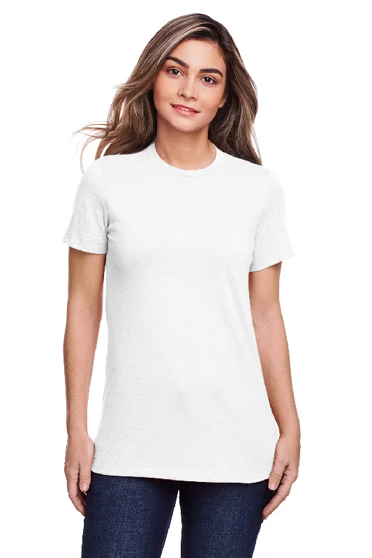 Gildan Womens Softstyle CVC Short Sleeve Crewneck T-Shirt - White Hooded Caped Shawl Collar