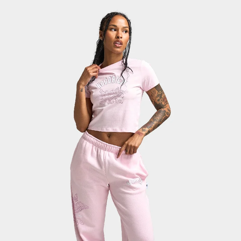 Hoodrich Women's Cherish Slim Fit Graphic T-Shirt Festival Bloom / White - Pink Rhinestone Hooded Caped Shawl Collar